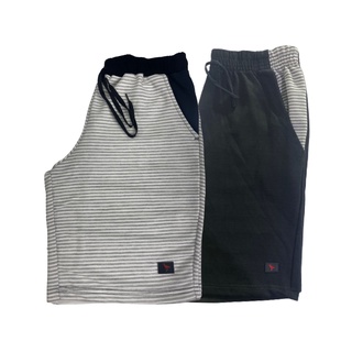 Kit 2 Bermudas Moletom Masculina Listrada Sortidas Desenho Academia Treino 100% Algodão