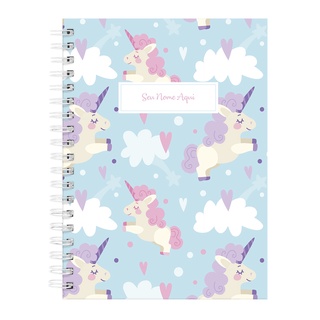 Caderno Personalizado Feminino Unicórnio 100 Folhas 18x25 Cm