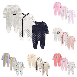 3PÇS Macacão Siamês de Manga Longa Confortável Romper de Algodão Infantil para Bebês/Recém-Nascidos em Oferta na Shopee