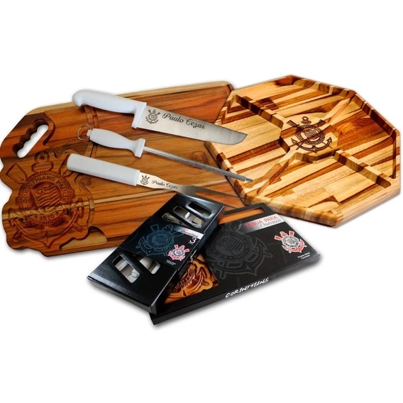 Kit para Churrasco Personalizado Corinthians com Nome Presente Dia dos Pais ENVIO IMEDIATO — imagem 1
