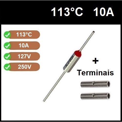 1 Fusível Térmico 10A 113C 113 Graus 250V