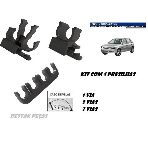 Kit dos Grampos Travas  de Fixação do Suporte dos Cabos de Vela Volkswagem Gol G4 / 2005 até  2014