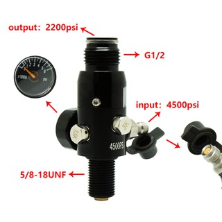 0.3L Aluminum Air Tank 4500Psi M18x1.5 Bottle With 2500psi-3000Psi Output Valve 