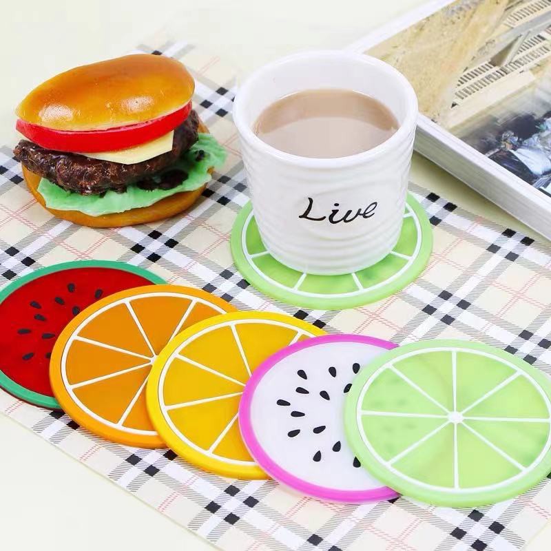 4pcs/8pcsPorta Copos Silicone para Drinques Sucos - Lavável e antiderrapante - modelo Frutas cozinha decoração/Kit Porta Copos Silicone para Drinques Sucos escolha a quantidade