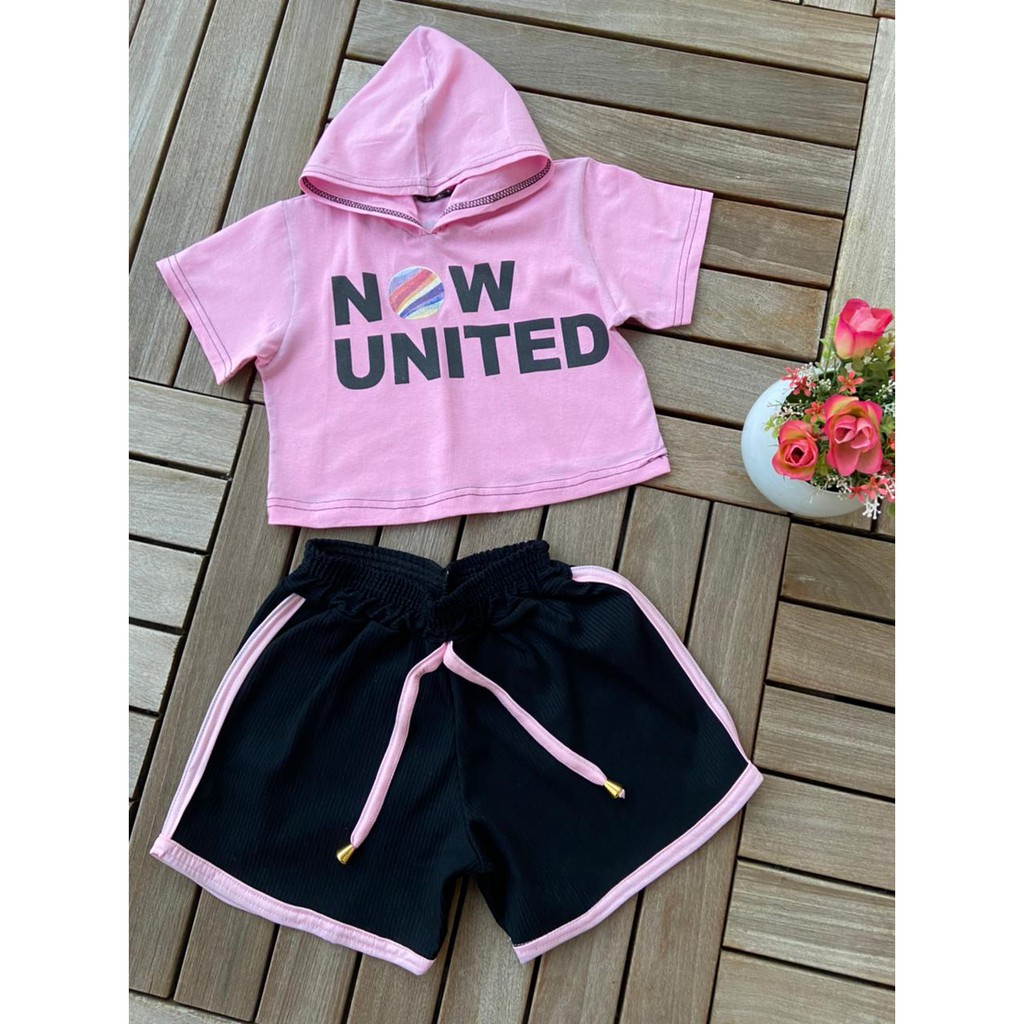 Conjunto Now United Juvenil Cropped+ Short Infantil Pop Feminino Menina