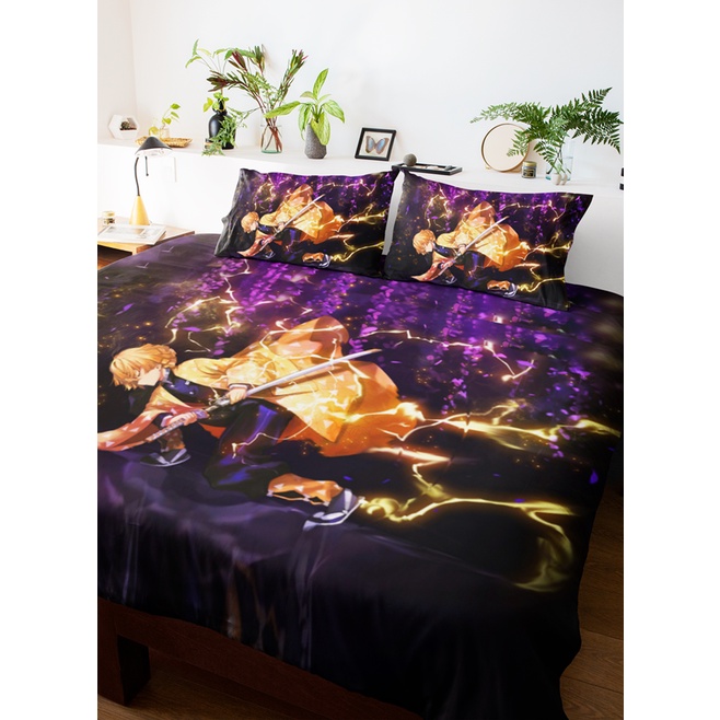 Jogo de Lençol Zenitsu Agatsuma Roupa de Cama Anime Presente Gift Geek
