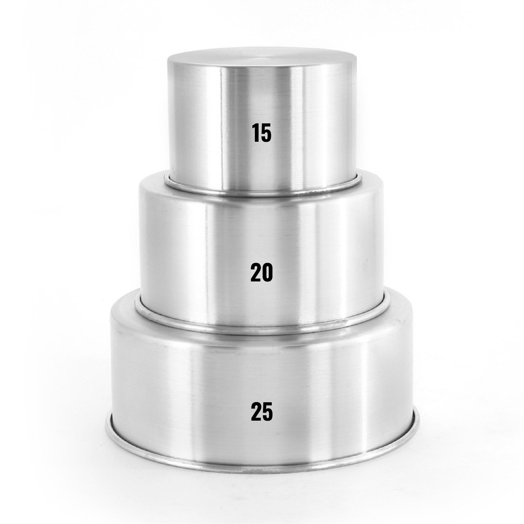 Jogo  3 Forma Assadeira Bolo REDONDA ALTA  15 - 20 - 25 x 10 cm  Aluminio - E32