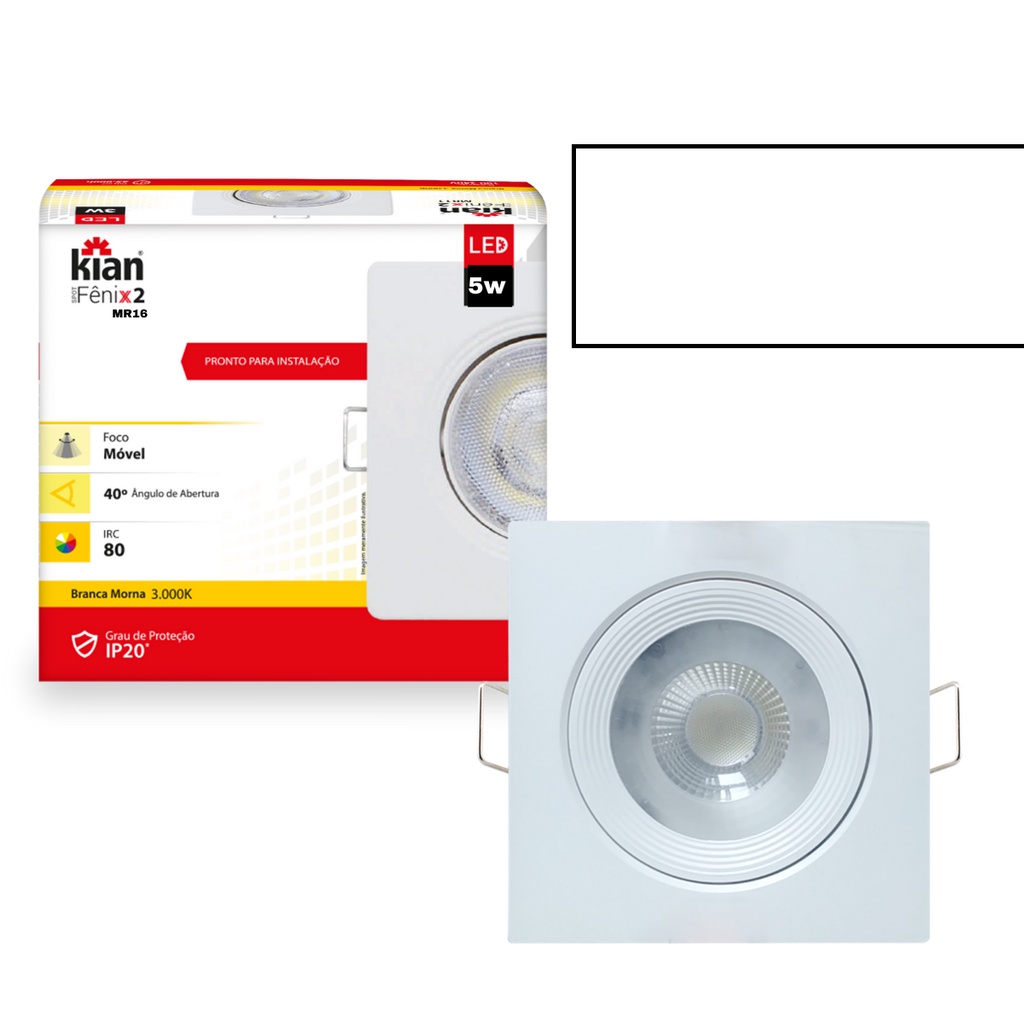 Kit 10 Spot de Led Croica Embutir Teto Gesso Quadrado 5W 3000k Amarelo Luminária Cozinha Quarto Direcional - Home & Living