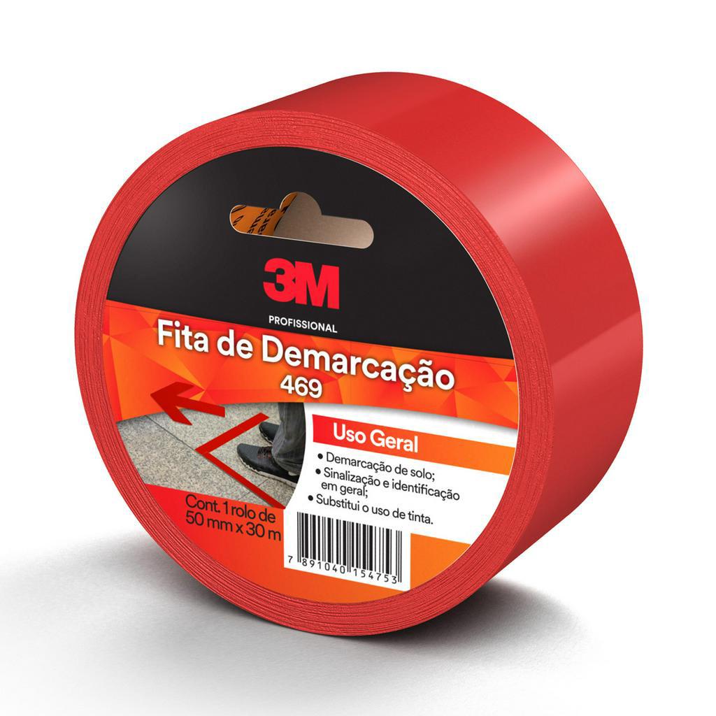 Fita de Demarcação 30 Metros x 50mm Vermelha 3M Uso Geral Sinalização de Solo em Oferta na Shopee