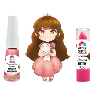 Kit Esmalte a Base de Água Laura + Batom Infantil Amusant Princesinha Giovanna em Oferta na Shopee