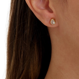 Brinco Gota Ponto de Luz Feminino Amoeto Banho Ouro 18k