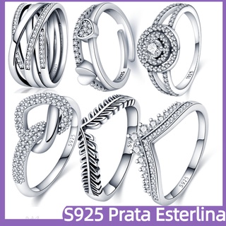 ?Pandora Anel Feminino De Prata S925 Com Coroa Requintado