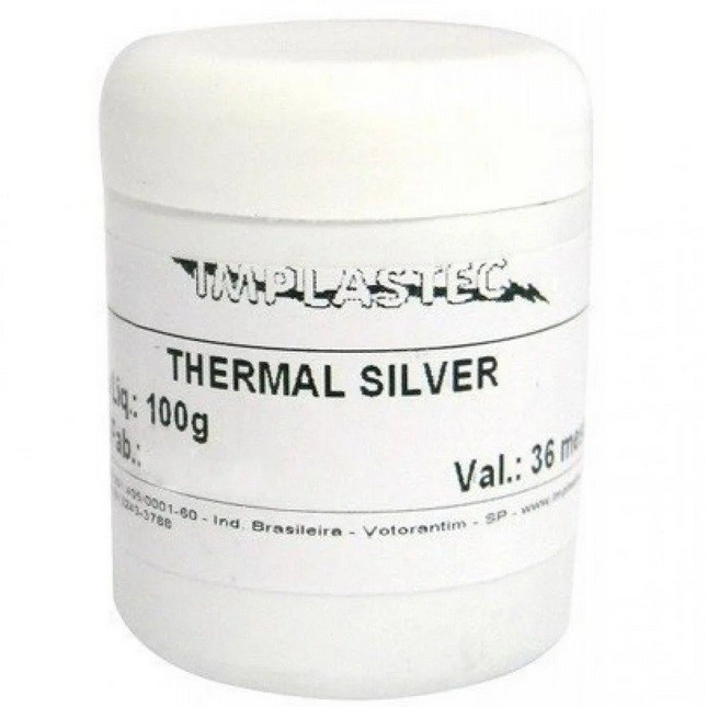 Pasta Térmica Alta Performance Prata Thermal Silver Implastec Pote 100 Gramas 100g Nitrato Prata Oxido