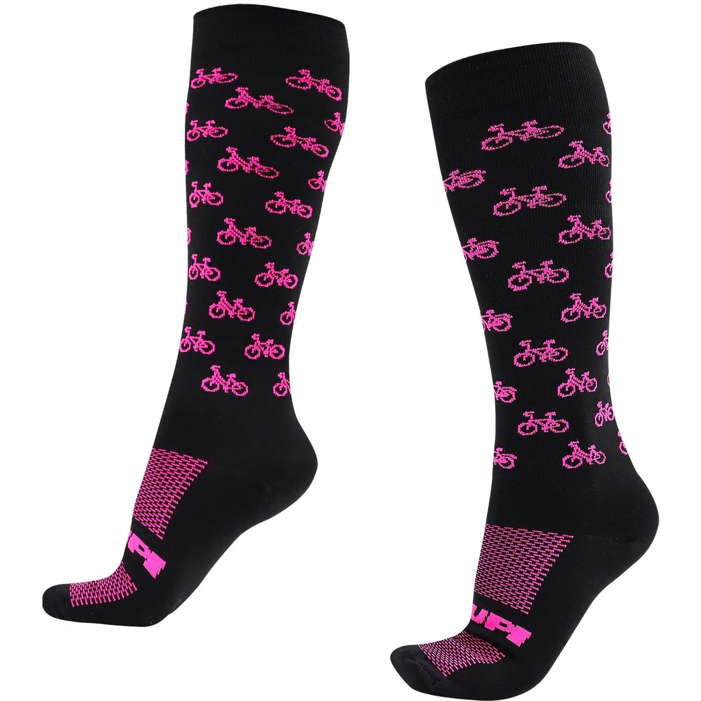 Meia Ciclismo Corrida Cano Longo Hupi Bike Rosa