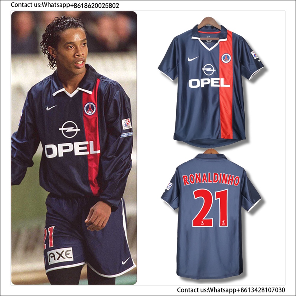 00 01 Camisa De Futebol Retr PSG Ronaldinho Vintage Camiseta 2000