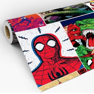 Papel De Parede Adesivo Lavável Quadrinhos Colorido Homem Aranha Decoração Vinilico Sala Quarto - Pro Decor