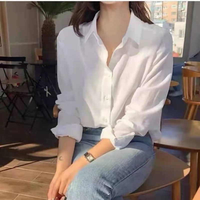 camisa feminina manga longa tecido viscose em Oferta na Shopee