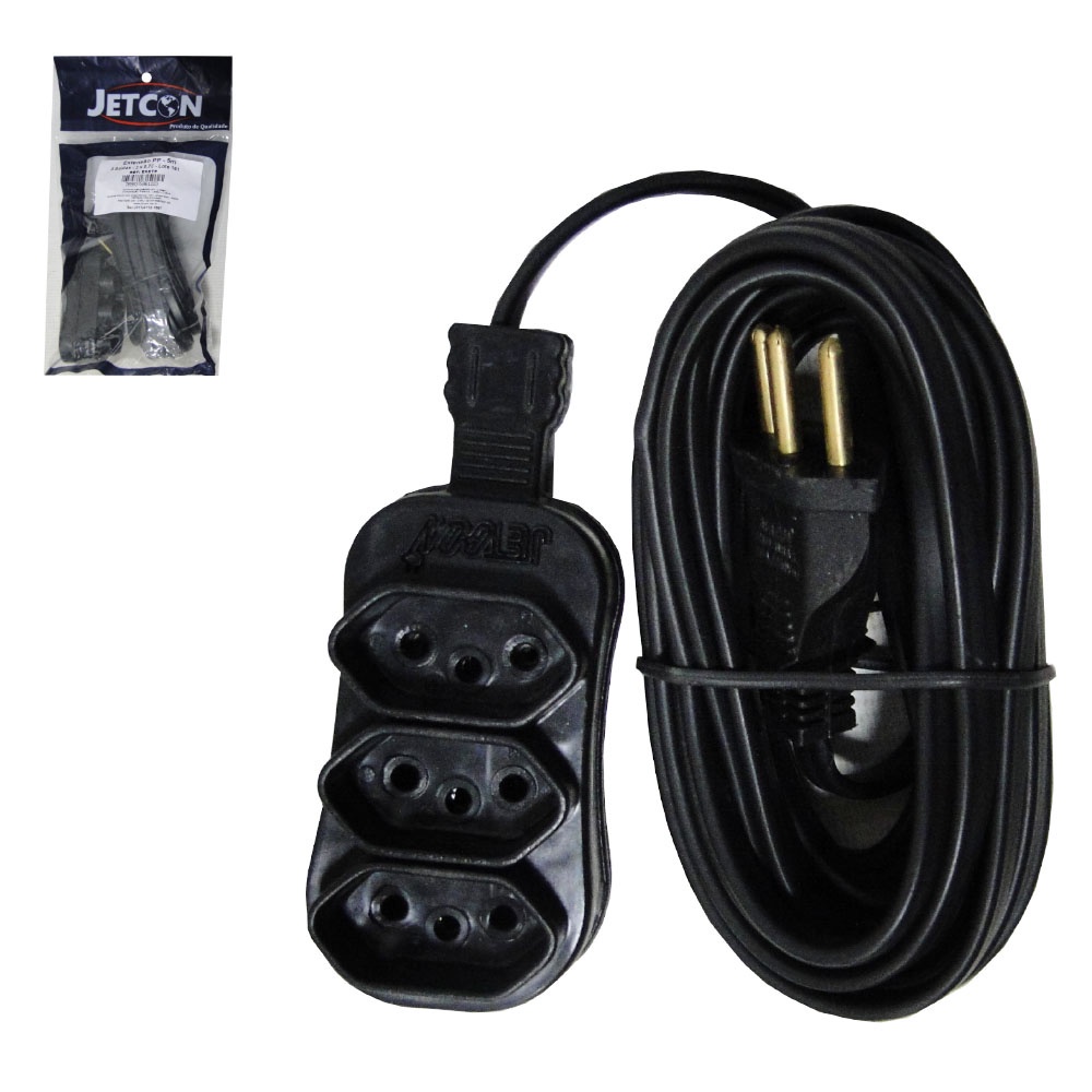 Extensão Eletrica Tripolar 5m Jetcon 3 Tomada