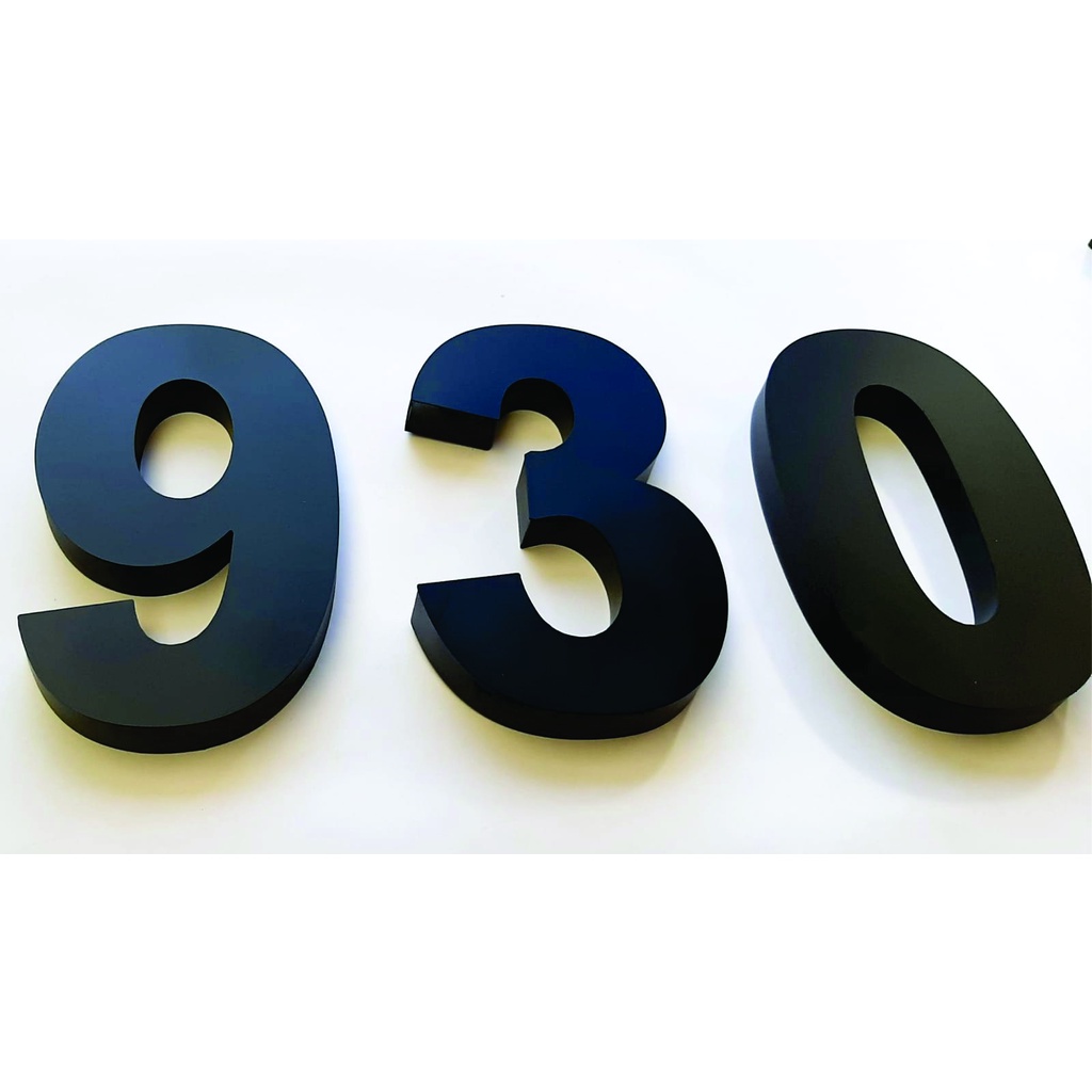 3 Números Residencial Aço inox Preto Luxo