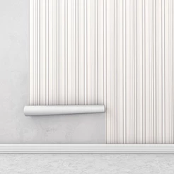 Papel de parede listrado branco, marfim e cinza Para Sala e Quarto