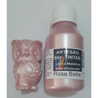 Tinta Metálica Rosa Bebe - Tinta Para Arte e Artesanato, gesso - 100Ml em Oferta na Shopee