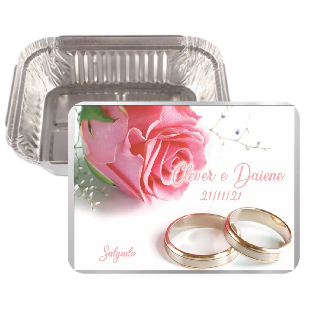 50 Marmitinhas de alumínio 220gr personalizadas para casamento, noivado, bodas, chá de panela, chá de casa nova