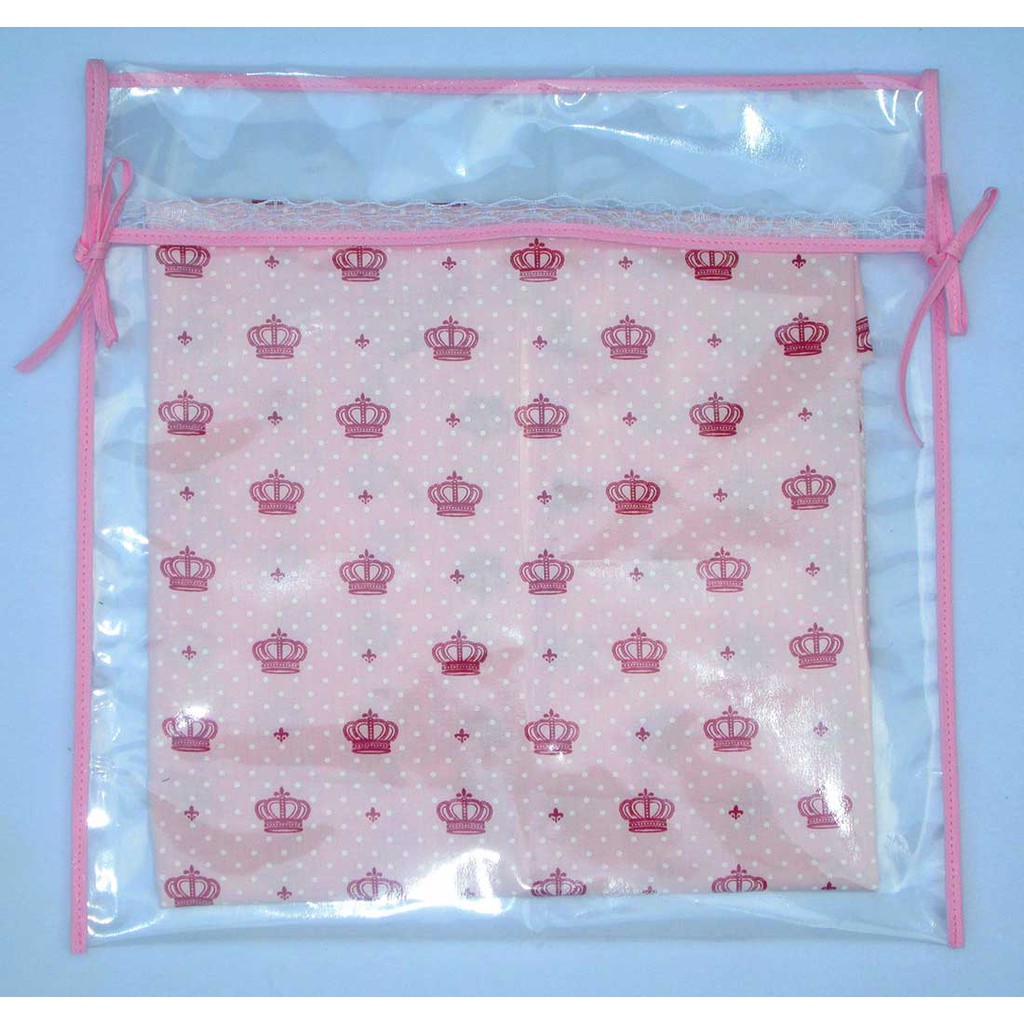 Kit com 6 Saquinhos de Maternidade Rosa + Almofada de Pescoço Infantil Chevron Rosa