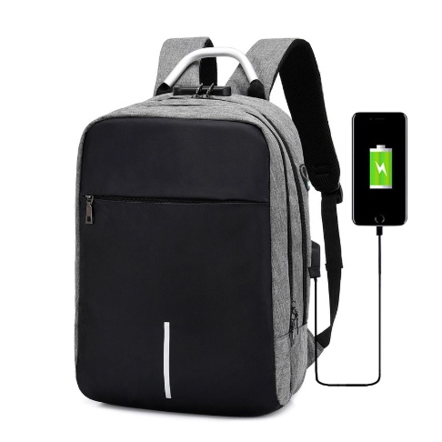 Mochila antifurto de viagem à prova d'água Nylon Lock Mochila USB SU