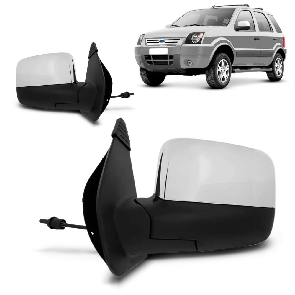 Retrovisor Ecosport 2003 2004 2005 2006 2007 2008 2009 Cromado Controle em Oferta na Shopee
