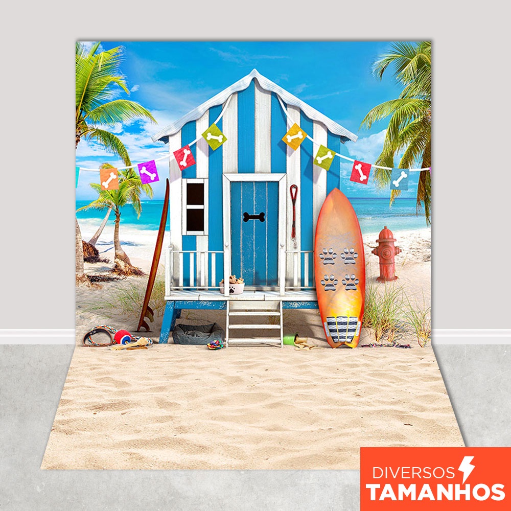 Fundo Fotográfico Pet Shop Praia Verão Em Tecido 1,20x1,70m - PET-10
