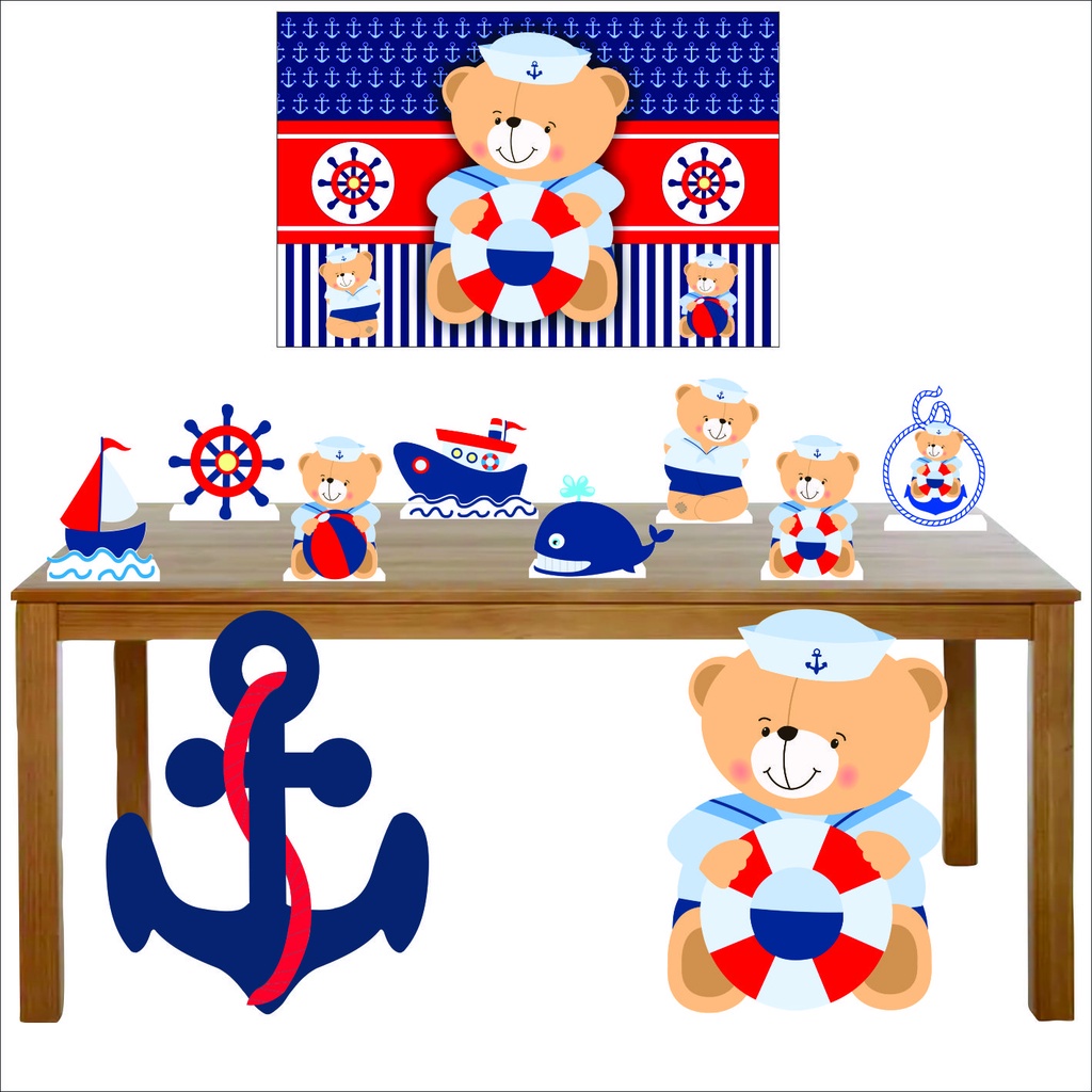 Kit Totens Display URSINHO MARINHEIRO - Display para chão e mesa + painel