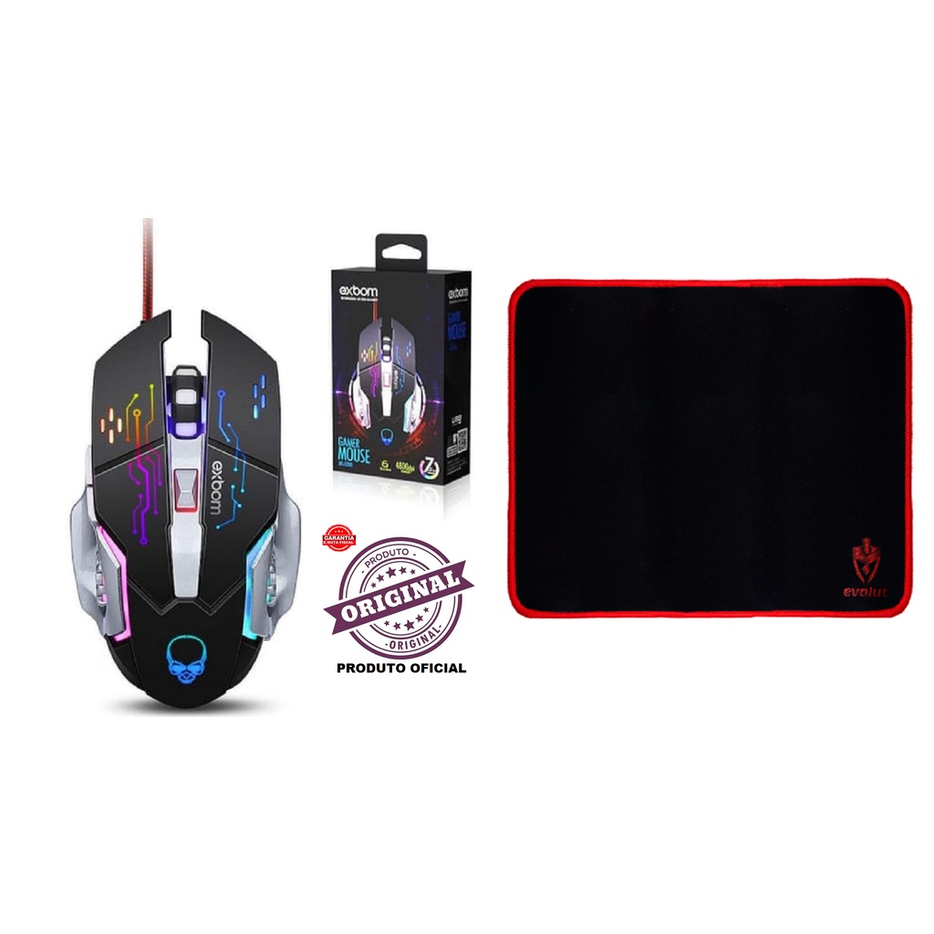 Kit Mouse Gamer Led Rgb Com Mouse Pad Médio Evolut Speed | Shopee Brasil
