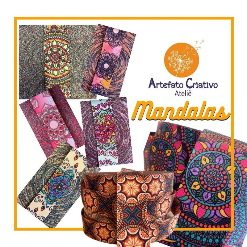 Alça Chic Acetinada Estampada MANDALA - 4cm (Alça ombro / alça para bolsa) - RJ/Brasil