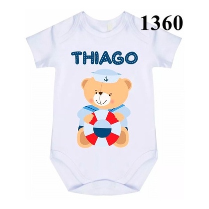 Body Bebê Personalizado Urso Marinheiro  Com Nome Cód 1360