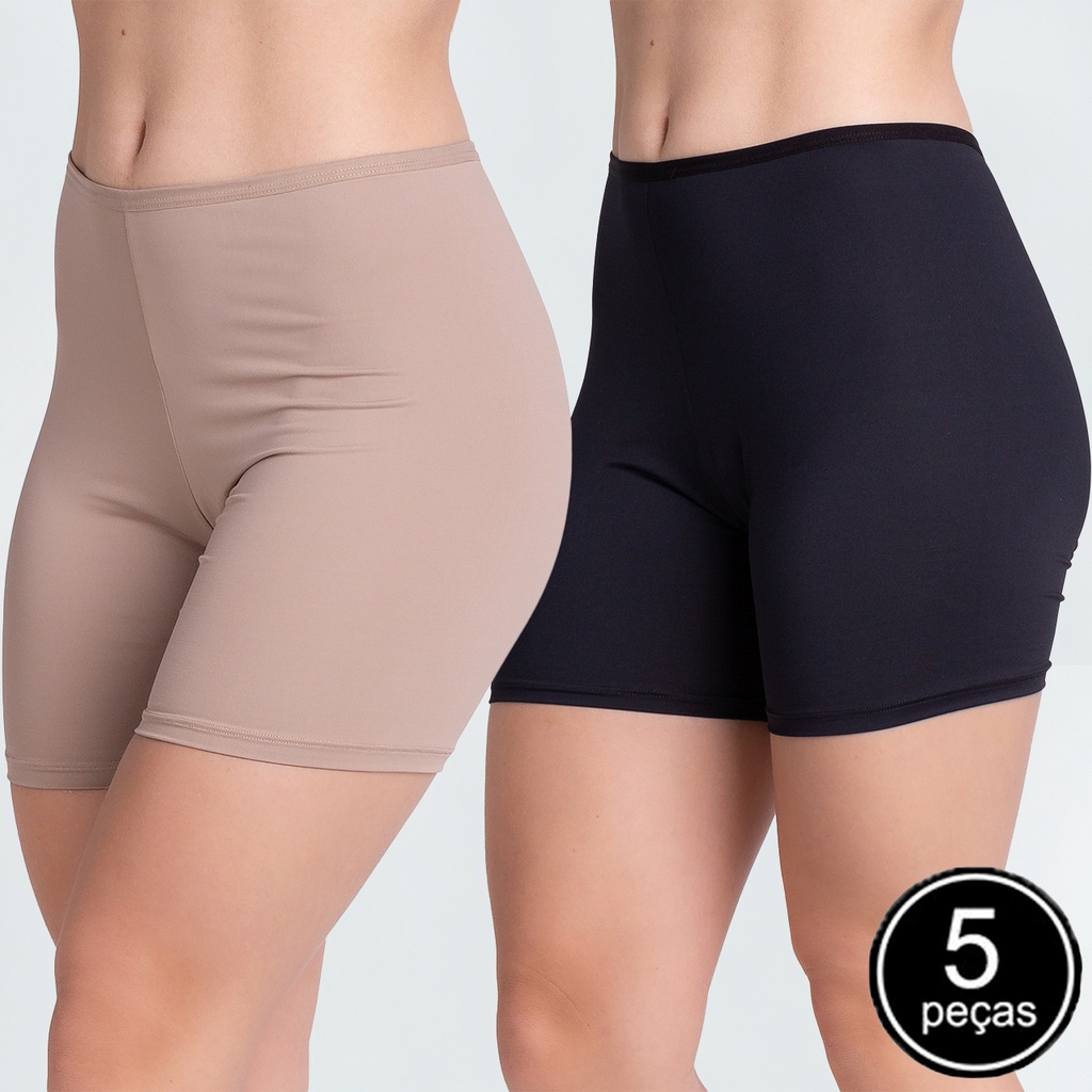 Kit 5 Shortinhos Anágua Íntimo WLS Modas Segunda Pele Conforto Lingerie  Calcinha Modeladora