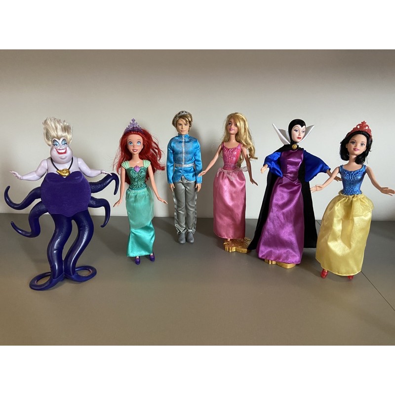 Bonecas Princesa Disney Ariel Aurora Valente Ken Ursula Branca de Neve