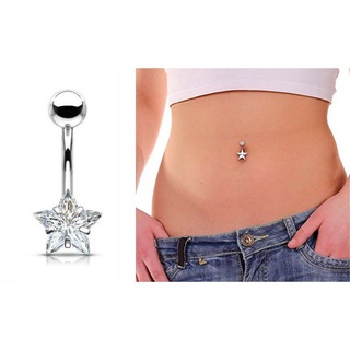 Piercing de Umbigo Estrela Zircônia Bolinha Aço Cirúrgico