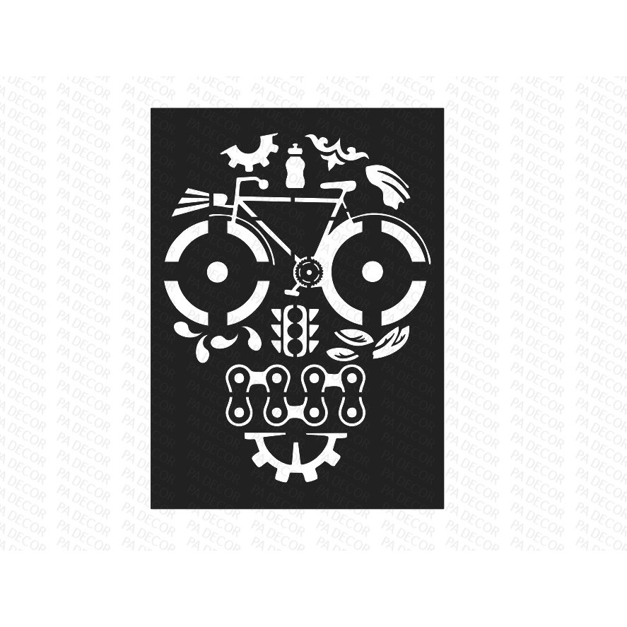 Quadro Bike Caveira Skull Ciclismo MTB Speed Bicicleta Decoração MDF 3mm Vazado
