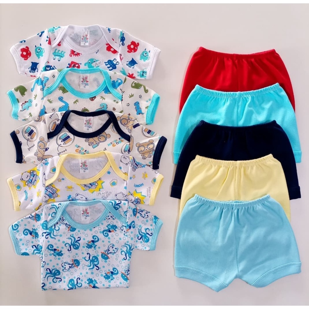 Kit 10 Peças Roupinha Enxoval Bebe Body Bory Manga Curta e Short. 100% algodão.