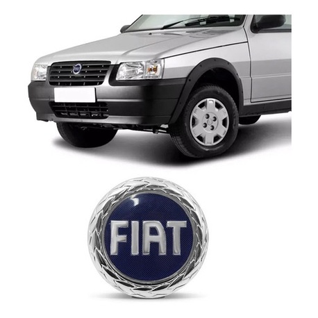 Emblema grade dianteira Fiat Azul Uno Fiorino 2004 2005 2006 2007 2008 Simbolo Fiat Azul Fire 85mm mille 8,5cm em Oferta na Shopee