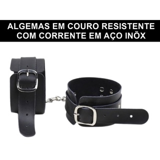 Algemas Em Couro Reforçado Com Regulagem E Corrente Aço Inóx Sex