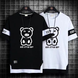 Nova moda masculina camiseta manga curta tamanho grande estilo hip hop streetwear preto branco roupas