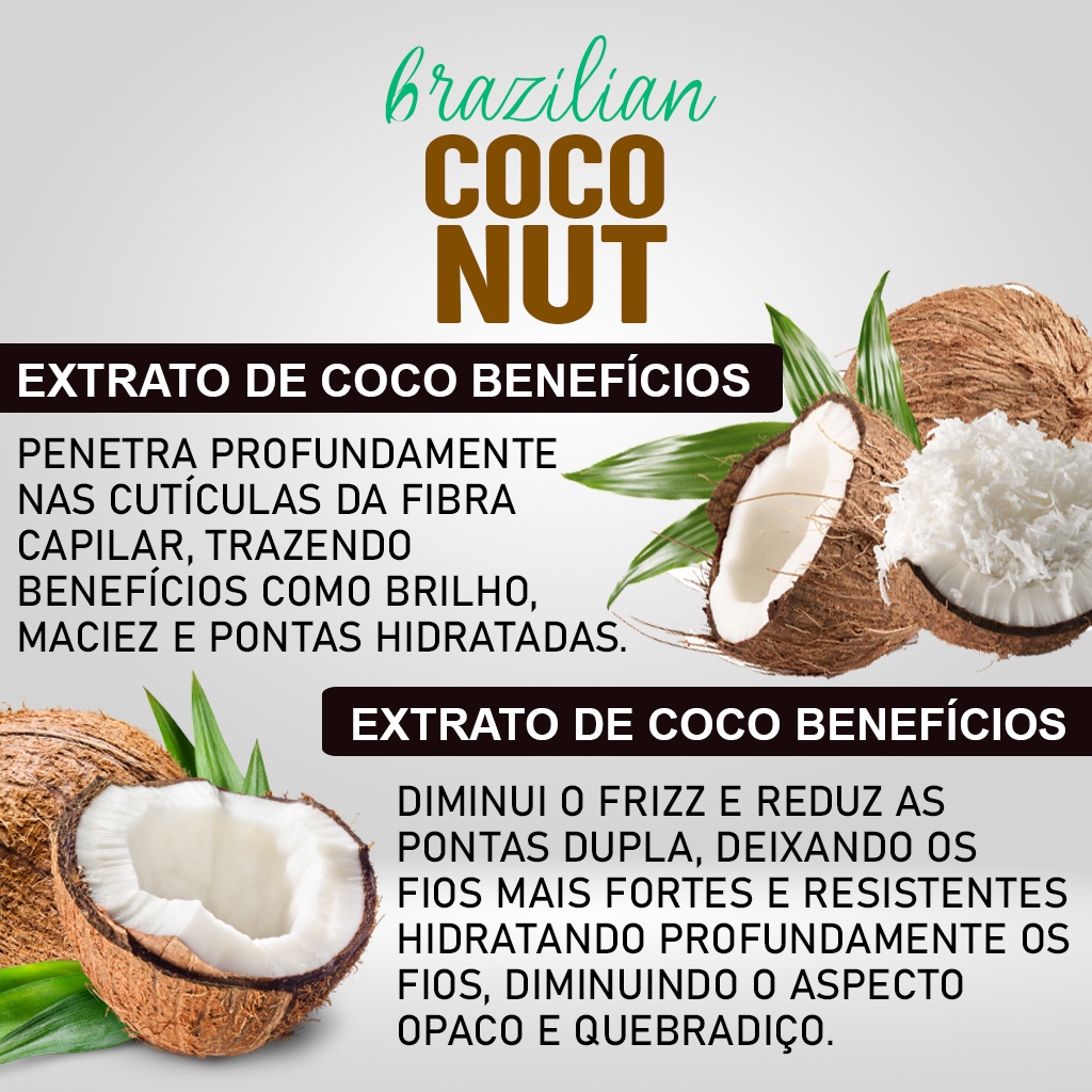 Kit Shampoo e Condicionador Coconut 500ml Dulux Hidratação Profunda Crescimento e Queda Cabelo — imagem 2 de 2