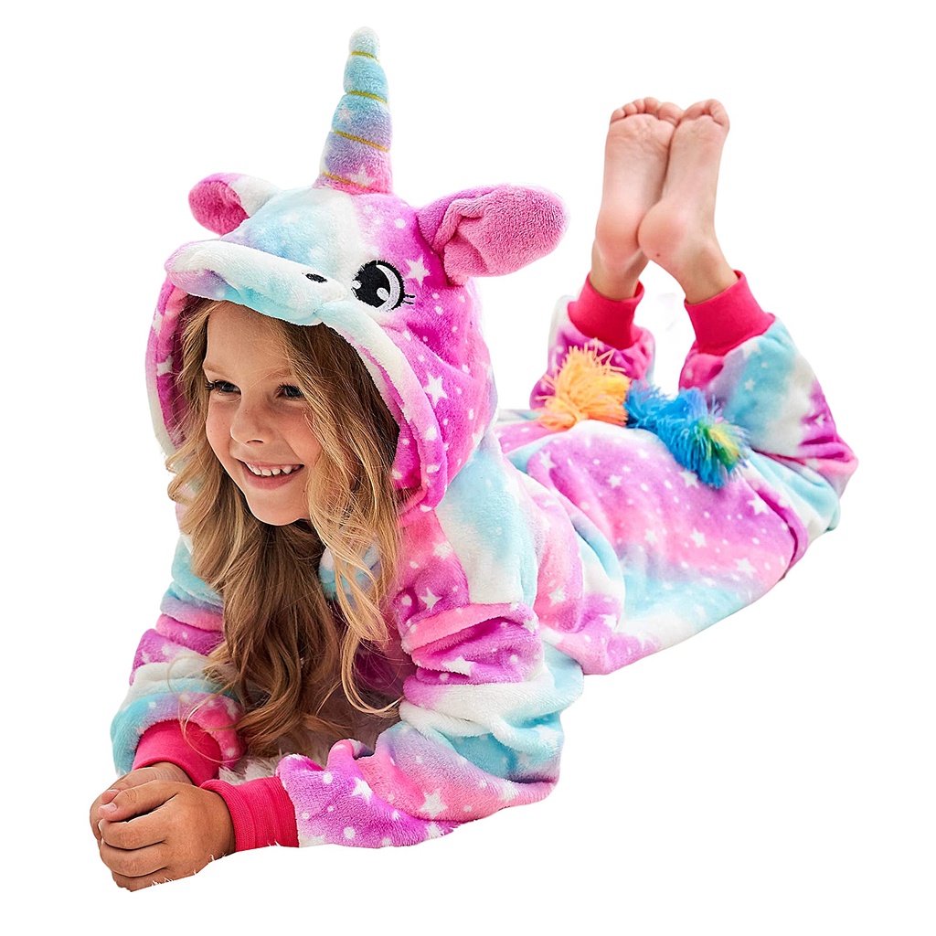 Pijama Macacão Unicórnio Kigurumi Rosa Estrelado a 12 Anos Shopee