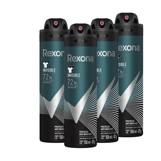 Kit 4 Desodorantes Rexona Men Antitranspirante Aerossol Invisible 150ml