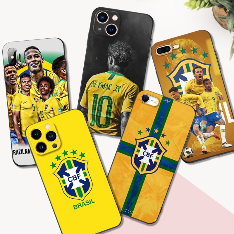 Capa Para Iphone 11 Pro Max Traseira Silicone Macio Telefone Preto Tpu Brasil Futebol