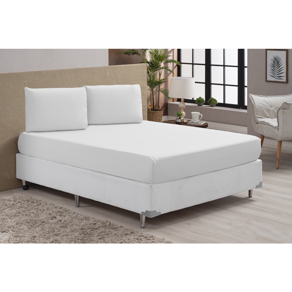 Lençol de Cama Casal Padrão 3 Peças Microfibra Lisa com Elástico Promoção