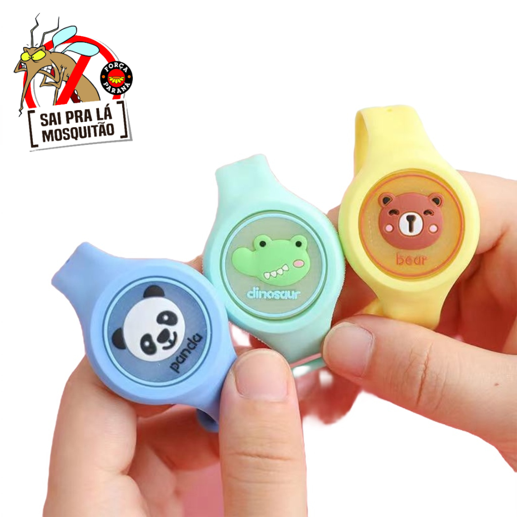 Pulseira Repelente Bracelete Relogio Infantil Criança Bebe Contra Mosquito Cheiro Suave Citronela e Agradável Não toxico Com Brilho Luz Led