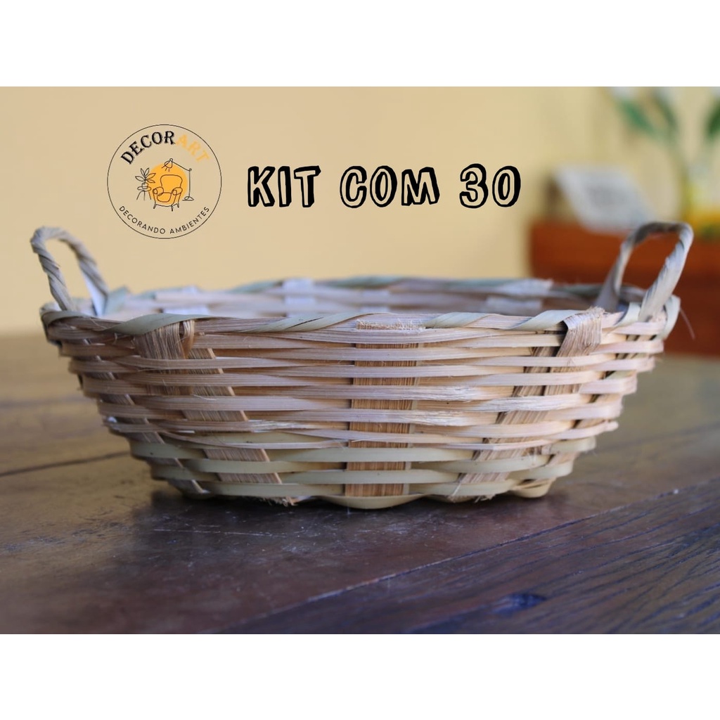combo com 30 galeto Cestinha de bambu mini com alça (20x15x8) - DECORART