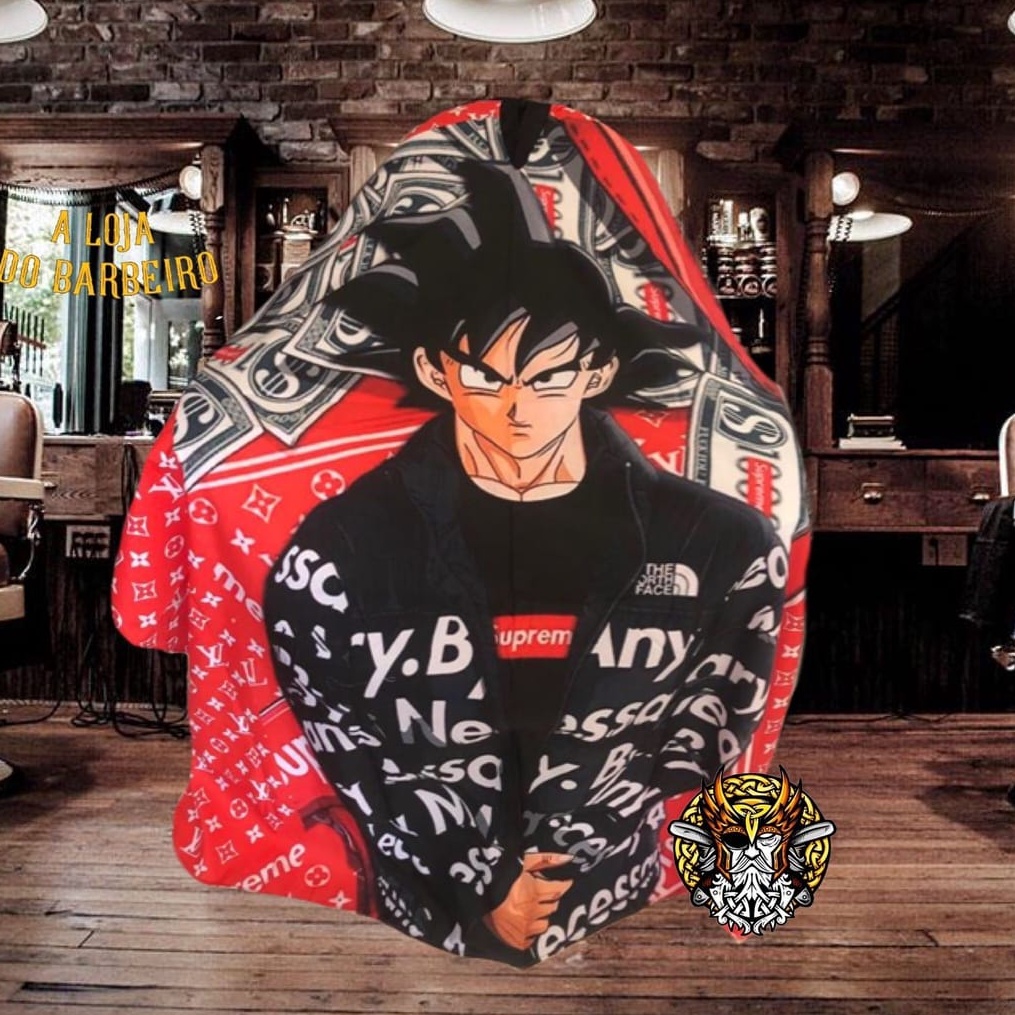 Capas De Corte Goku Supreme Para Barbearia E Salão De Cabeleireiro E Barbeiro Em Sublimação Total